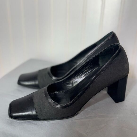 Coach Melora Black Square Toe Heels Made in Italy Women’s 7B VTG Quiet Luxury - Picture 2 of 8